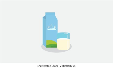 milk icon with glass , A glass filled with milk from the the carton
