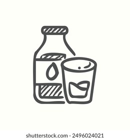 milk icon, isolated handdrawn icon theme bakery