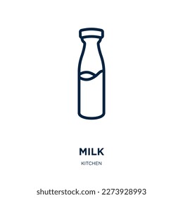 milk icon from kitchen collection. Thin linear milk, bottle, food outline icon isolated on white background. Line vector milk sign, symbol for web and mobile