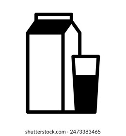 Milk icon or logo illustration outline black style