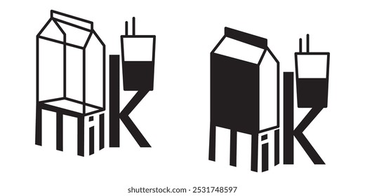 Milk icon or logo illustration outline black style And Simple coffee-related vector line icons 