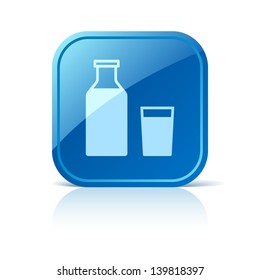 Milk icon on blue square button
