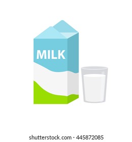 milk icon. packaging of milk and glass