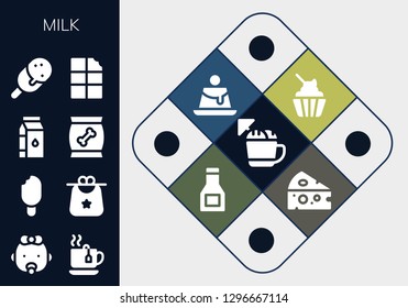  milk icon set. 13 filled milk icons. Simple modern icons about  - Ice cream, Baby, Tea, Bib, Milk, Food, Chocolate, Creme caramel, Sauce, Cheese