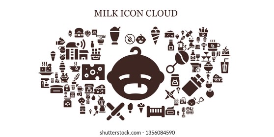 milk icon set. 93 filled milk icons.  Simple modern icons about  - Baby, Ink, Food, Milkshake, Ice cream, Crib, Chocolate, Coffee machine, Cheese, Feed, Milk, Tea, Farm, Tofu