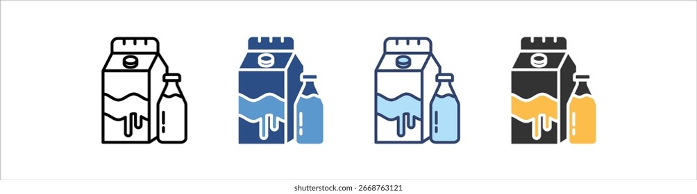 Milk Icon Definir Coleção de Vários Estilos