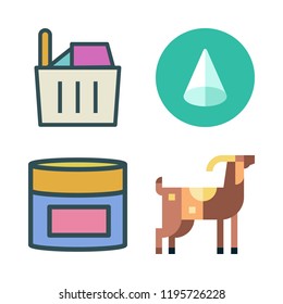 milk icon set. vector set about cone, shopping basket, cream and goat icons set.