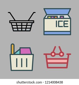milk icon set. vector set about ice cream and shopping basket icons set.