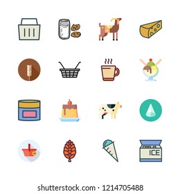 milk icon set. vector set about cheese, pudding, goat and cone icons set.