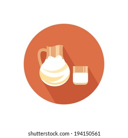 Milk icon with shadow in flat design