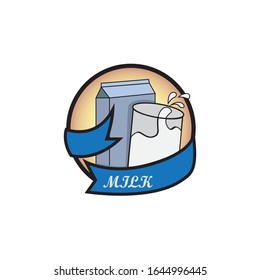 MILK ICON VECTOR ILlUSTRATION WITH A LOGO
