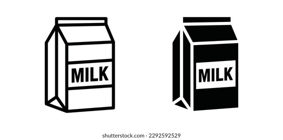 Vector de icono de leche. Símbolo del icono de empaquetado de leche en línea y plano. Caja de signos y símbolos de leche. Ilustración del vector