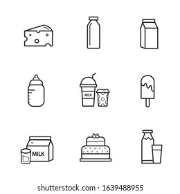 Milk icon vector set. Food and drink made from milk Illustration isolated on white background for graphics and web design.