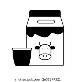 milk icon with white background vector stock illustration