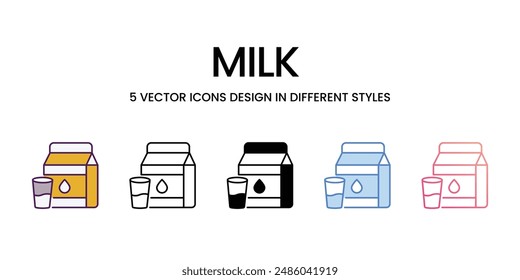 Milchsymbole unterschiedlichen Stils Vektorgrafik Stock Illustration