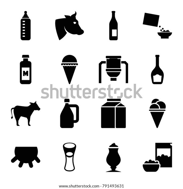 Milk Icons Set 16 Editable Filled Stock Vector Royalty Free 791493631 Shutterstock