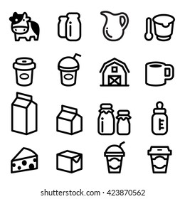 Milk icons set