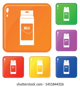 Milk icons set collection vector 6 color isolated on white background