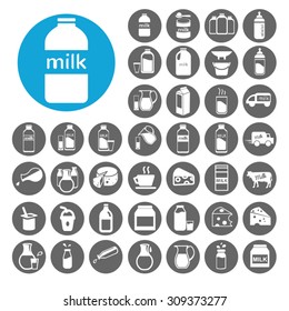 Milk icons set. Illustration EPS10