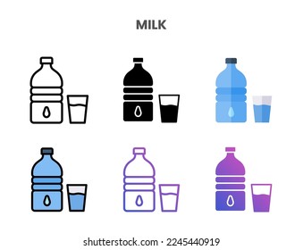 Iconos de leche ilustraciones vectoriales línea, plano, glifo, degradado de color de contorno. Ideal para web, aplicación, presentación y más. Actrazo editable y píxel perfecto.