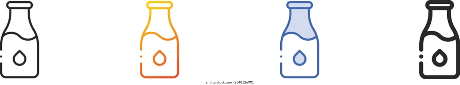 milk icon.Thin Linear, gradiente, traçado azul e negrito Design isolado no fundo branco