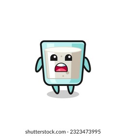 ilustración de leche con expresión de disculpas, diciendo que lo siento, diseño de estilo lindo para camiseta, pegatina, elemento logo