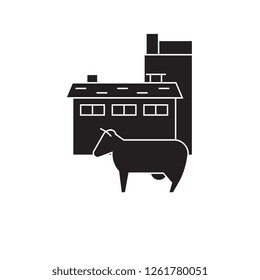 Milk industry black vector concept icon. Milk industry flat illustration, sign