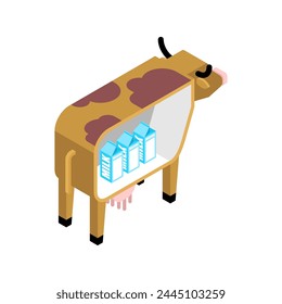 Milk inside cow. Cow and dairy products. Production of food from cows.