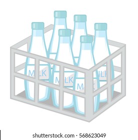 Milk in iron box icon flat style. Isolated on white background. Vector illustration