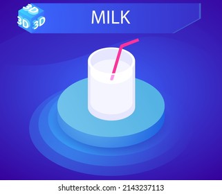 Icono de diseño isométrico de la leche. Ilustración web de vectores. 3.ª colorida concepción