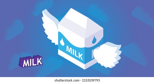 Milk isometric design icon. Vector web illustration. 3d colorful concept