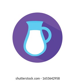 milk jar flat style icon design, Drink dairy beverage breakfast fresh natural healthy product and calcium theme Vector illustration