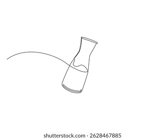 Milk in jar glass outline drawing illustration. Continuous line draw of world milk day vector