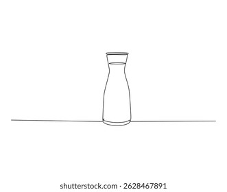 Milk in jar glass outline drawing illustration. Continuous line draw of world milk day vector