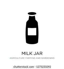 milk jar icon vector on white background, milk jar trendy filled icons from Agriculture farming and gardening collection, milk jar simple element illustration