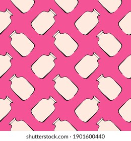 Milk jar,seamless pattern on pink background.