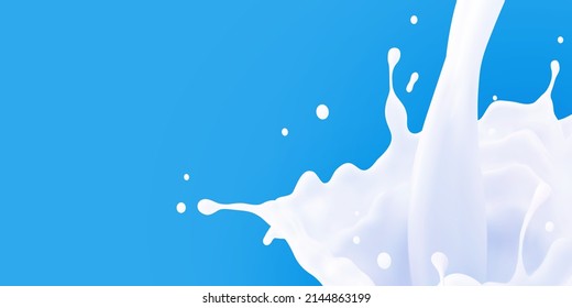 Fondo de chorro de leche, salpicaduras lechosas, salpicaduras blancas líquidas vectoriales en un fondo aislado. 3 quinquies ilustración.