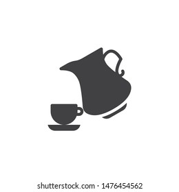 Milk jug and coffee cup vector icon. filled flat sign for mobile concept and web design. Tea cup and water pitcher glyph icon. Symbol, logo illustration. Vector graphics