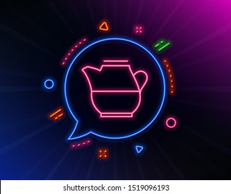 Milk jug for coffee icon. Neon laser lights. Fresh drink sign. Beverage symbol. Glow laser speech bubble. Neon lights chat bubble. Banner badge with milk jug icon. Vector