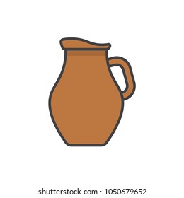 Milk jug flat line colored icon.