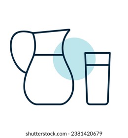 Milk jug and glass of milk vector icon. Dairy product sign. Graph symbol for cooking web site and apps design, logo, app, UI