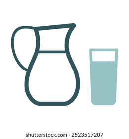 Milchkrug und Glas Milchvektorsymbol. Milchproduktzeichen. Graph-Symbol für Kochen Website und Apps Design, Logo, App, UI