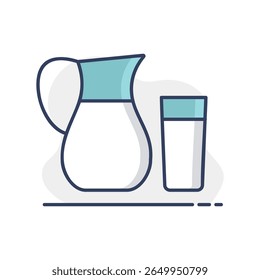 Milk jug and glass of milk vector icon. Dairy product sign. Graph symbol for cooking web site and apps design, logo, app, UI