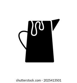 Milk jug glyph icon. Creamer for coffee. Barista tool. Black silhouette symbol. Isolated vector illustration