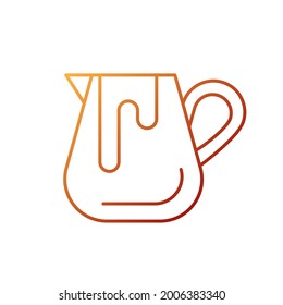 Milk jug gradient linear vector icon. Equipment for coffee shop and cappuccino preparation. Barista accessories. Thin line color symbols. Modern style pictogram. Vector isolated outline drawing