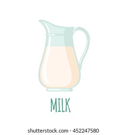 Milk Jug Icon In Flat Style Isolated On White Background. Vector Illustration.