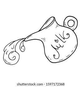 Milk jug icon. Vector illustration of a ceramic milk jug. Hand drawn classic vintage milk jug.