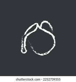 Leche en un icono de tiza lineal de jarra. Cocina y vajilla. Efecto de dibujo manual. Ilustración negra aislada por vectores