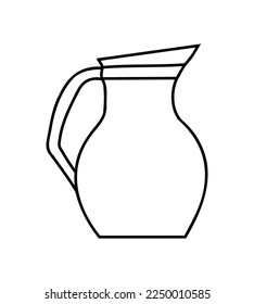 Milk Jug linear doodle, hand drawing sketch isolated on white background. Kitchen tools collection