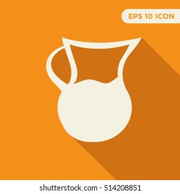 Milk jug vector icon on orange background, isolated